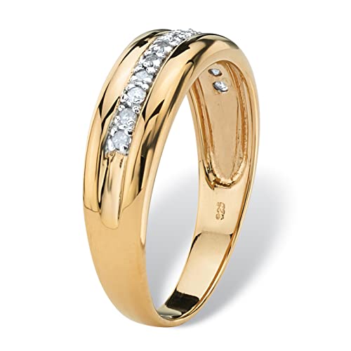 Palmbeach Jewelry Men's Yellow Gold-Plated Sterling Silver Round Genuine Diamond Wedding Band Ring (1/5 Cttw, I Color, I3 Clarity) Sizes 7-13 Size 11 #TOP1