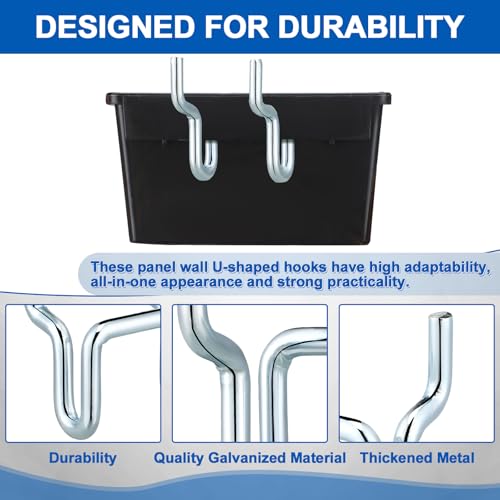 Tandefio CLO-TANDEFIO-1969 50 Pcs Metal Pegboard Hooks Slatwall U Hook Heavy Duty Peg Board Bins Hooks Bulk thumb #3