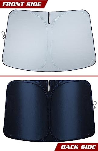 Image of Magnelex Tesla Windshield Sun Shade (Model 3 /Y), Reflective Polyester Blocks Heat & Sun, Foldable Car Window Sun Blocker, Mirror Cut-Out, Fade-Resistant Sunshade, Tesla 3 Accessories