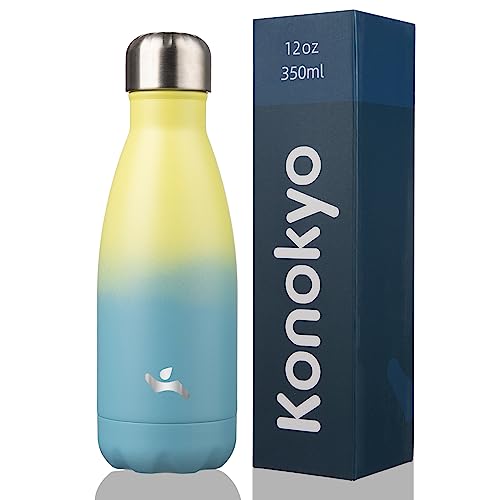 Image of Konokyo Insulated Water Bottles,12 oz Double Wall Stainless Steel Vacumm Metal Flask for Sports Travel,Sandy Beach