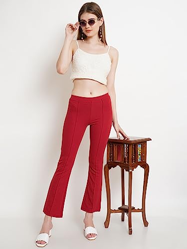 Image of POPWINGS Casual Solid Regular Fit Solid Trouser for Women || Pull On Trouser for Women || Semi-Formal Work Women Trouser for Summer || Stylish Western Trouser