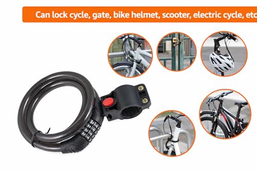 Image of CRADIAC - Cycle Lock | Helmet Locks | Cycle Locks for Bicycle | Helmet Locks for Mens Bike | Keyless Numeric Bike Cable Lock | Multi-Purpose for Bikes, Cycles, Helmets, Scooters, Gates