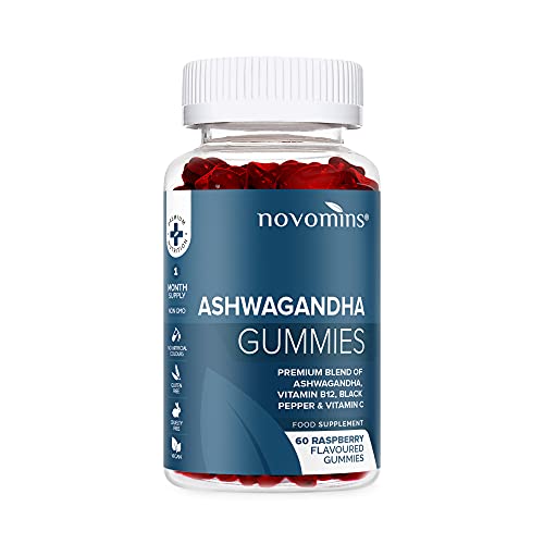 Gominolas de Ashwagandha - Veganas - Sin Gluten - Para 1 Mes - Suplemento de Vitaminas de Raíz de Ashwagandha - Alternativa a la Ashwagandha Cápsulas o Pastillas - de Novomins Cover