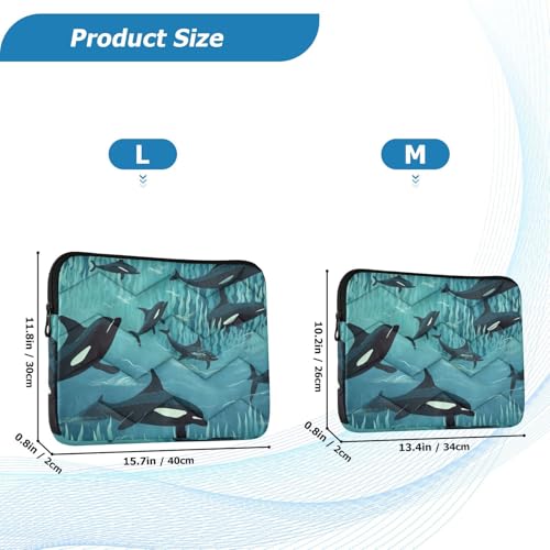 Funda protectora para laptop de 13-14 pulgadas con diseño de orca miniatura 2