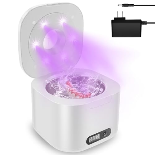 Ultrasonic Retainer Cleaner with LED Display, Dental Cleaning Pod, 4 Mode Adjustable Ultrasonic Jewelry Cleaning Machine for Dentures, Aligners, Braces, Night Guards, Jewelry