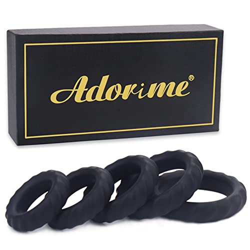 Silicone Penis Rings for Erection Enhancing - Adorime Premium Training Cock Ring for Men’s Sexual Life and Stamina Prolonging, Male Sex Toys for Couples (5 Rings Set)