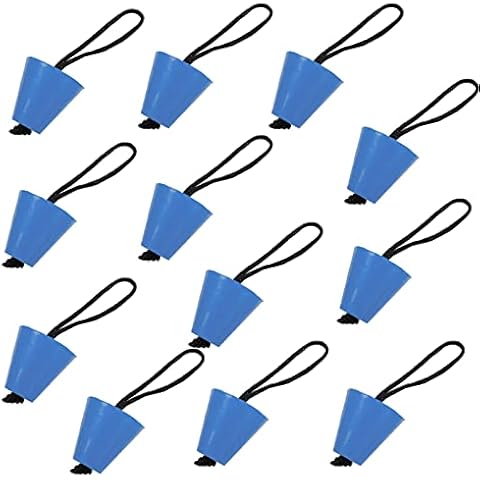 HYDDNice Pack of 12 Universal Kayak Scupper Plug Kit Silicone Scupper Plugs Drain Holes Stopper Bung with Lanyard Fit for Kayaks Canoes fit 3/4" to 1.5" scuppers/scupper Holes (Light Blue) Cover