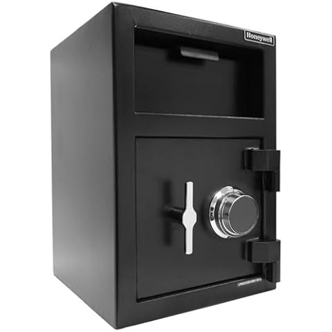 Honeywell Safes & Door Locks - 5911 Steel Depository Security Safe with Spy-Proof 4 Digit Combination Lock, 1.06 Cubic Feet, Black Cover