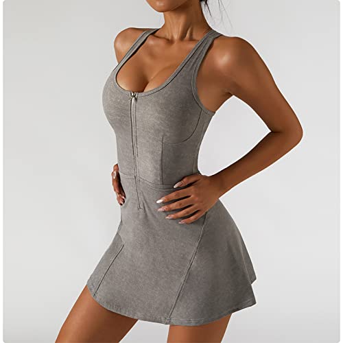 Vestido feminino esportivo colete verão imitação jeans esportes saia de tênis de uma peça roupas de