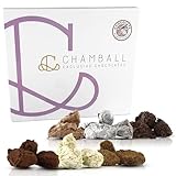 CHAMBALL Caja de Chocolates Belgas Artesanos Deluxe Pack - Surtido de 24 Trufas de Chocolate con: Chili, Pistacho, Cookies, Pedro Ximenez, Whisky y Champagne Ideal para Disfrutar y Regalar- Bombones