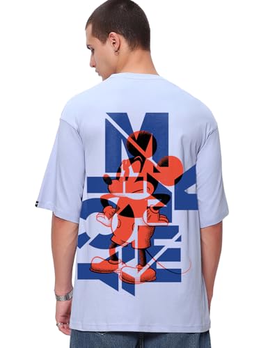 Image of Bewakoof X Disney Men's Cotton Graphic Print Oversized Fit Half Sleeve Round Neck T-Shirt | Casual Wear | Street Wear | Oversized t Shirt for Men Cotton | Baggy