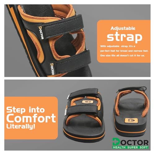 Image of DOCTOR HEALTH SUPER SOFT Men's Casual Slippers with Soft Cushioned Sole, Double Strap with Toe Loop Design, Lightweight Anti-Slip Everyday Wear Slippers for Home and Outdoor Use