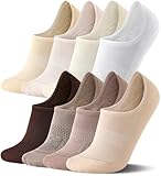 FITRELL No Show Socks Womens and Men - Athletic Cushioned Low Cut Running Ankle Socks Invisible Non-slip Liner, 8 Pairs Tan, Medium