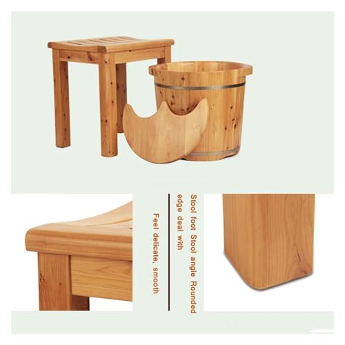 Tina de pies de madera maciza 42x34x40 cm miniatura 5