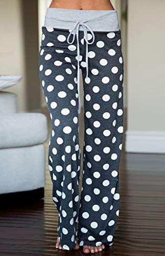 Image of AMiERY Women's Comfy Casual Pajama Pants Floral Print Drawstring Palazzo Lounge Pants Wide Leg