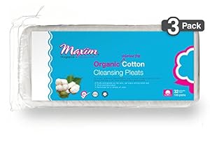 Image of Organic Cotton Wool Pleats by Maxim (96 Count): Hypoallergenic Makeup Remover Pads - 100% Natural White Cotton - Chlorine Free, Chemical Free