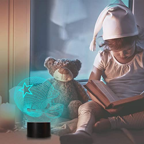 3D Led Night Light Football Helmet,Shellvcase 7 Colors Gradual Changing Touch Switch Usb Table Lamp, Sports Fan Nightlight Gift For Kids Boys Girls Home Decoration (Football Helmet) #TOP3