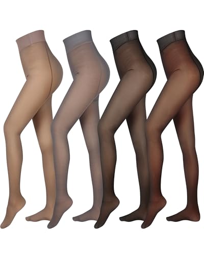 Image of Foaincore 4 Pairs Fleece Lined Tights Women