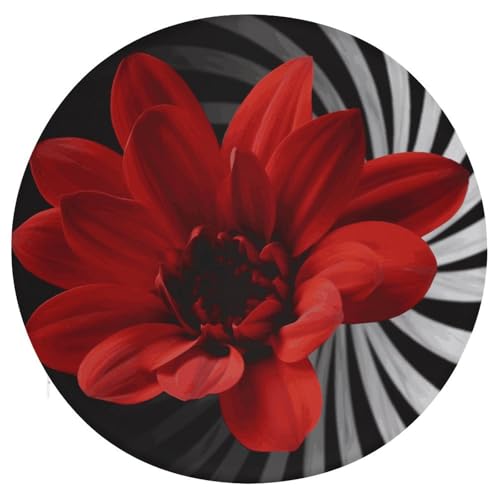 Coussin de chaise rond mousse à mémoire de forme fleurs rouges
