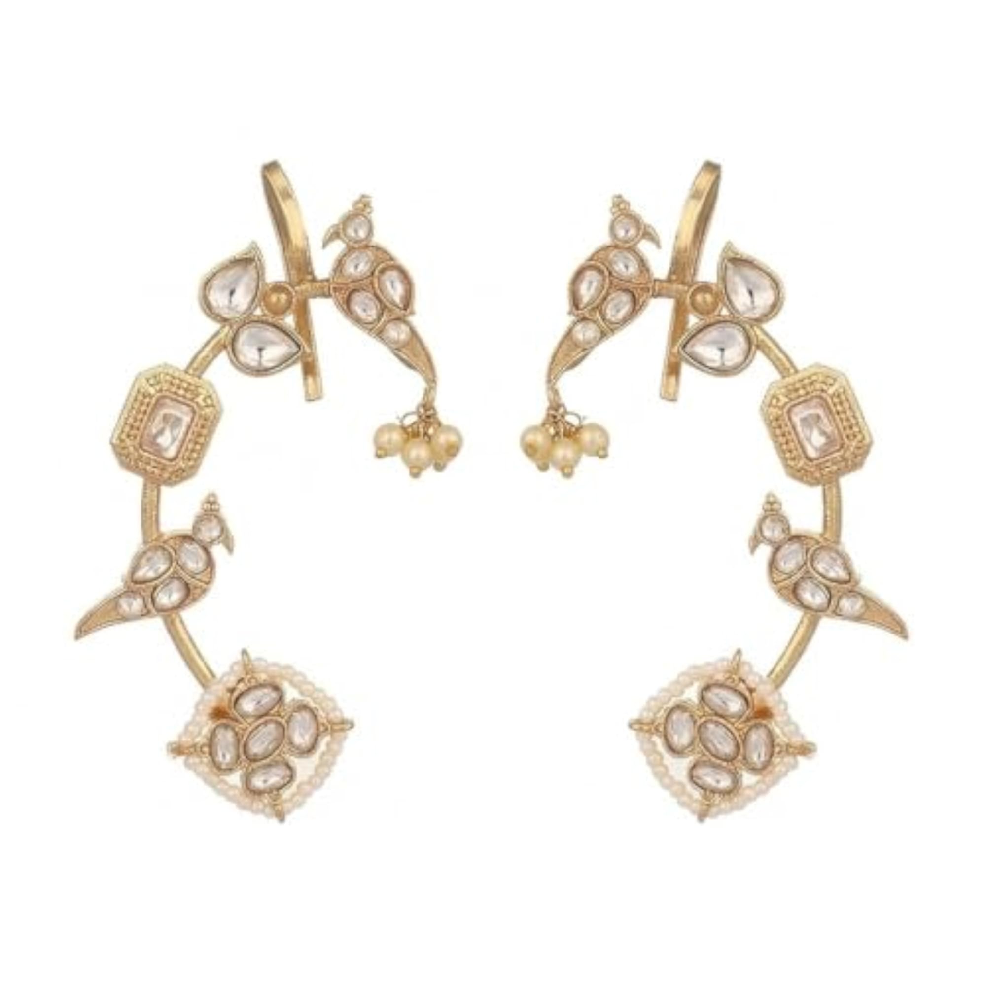 Women's 22K Gold Plated Adjustable Clip-On Ear Cuff Earrings