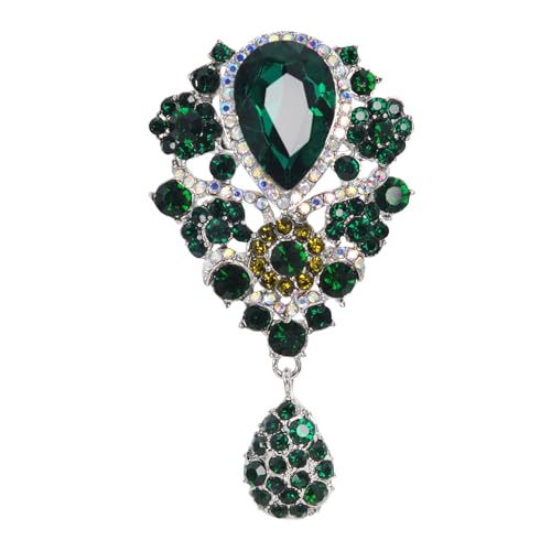 Image of Gyn&Joy Women's Austrian Crystal Bouquet Flower Teardrop Large Gorgeous Brooch Pin