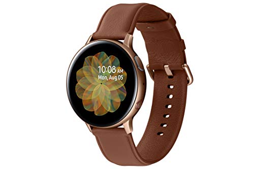 Image of Samsung Galaxy Watch Active 2 (Bluetooth + LTE, 44 mm) - Gold, Steel Dial, Leather Straps + Free Leather Strap (Black) Worth INR 2500