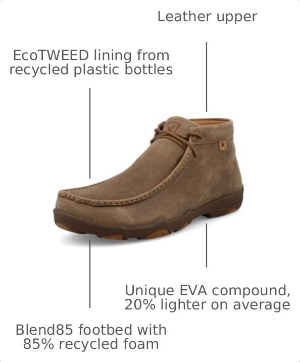 Image of Twisted X Men's Chukka UltraLite X Bomber Driving Moccasins