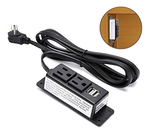 Kungfuking Surge Protector Power Strip Flat Plug Desk Power Grommet Conference Wall Mount