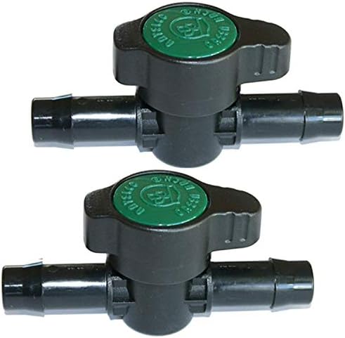 2-Pack In-Line Barbed Ball Valve 13mm For 1/2 Inch Tubing .520 ID - Regulate and Shut-Off/On Water Flow