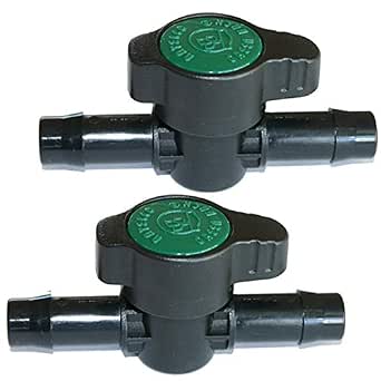 2-Pack In-Line Barbed Ball Valve 13mm for 1/2 Inch Tubing, .520 ID