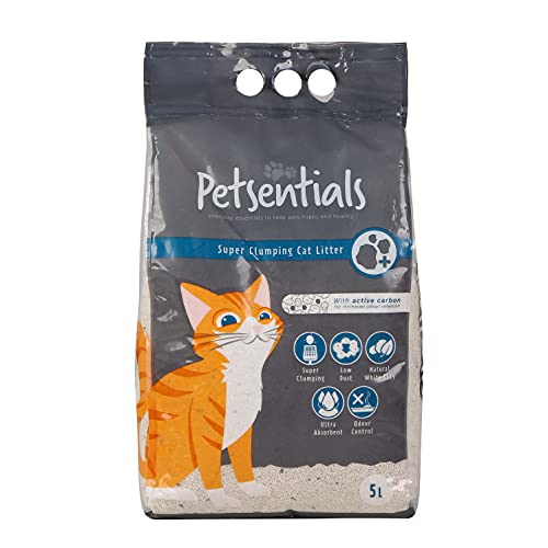 Petsentials Super Clumping Cat Kitten Litter, Ultra Absorbent Natural Cat Litter with Active Carbon (10L) White