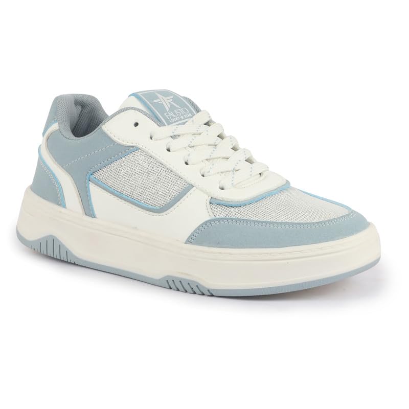 Image of FAUSTO Women Colorblocked Low Top Casual Shoes | Shimmery Lace-up Party Sneakers | Memory Cushioned Insole
