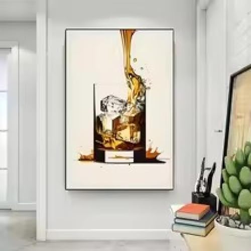 Peinture sur toile vin versé pour habiller un grand mur de salon moderne 60x90