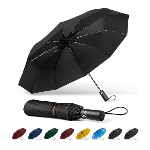 TechRise Paraguas Plegable Automático, Paraguas Resistente al Viento con 10 Varillas, Paraguas Grande de 104 cm de Tamaño para Hombres y Mujeres, Apertura y Cierre Automáticos con un Solo Botón