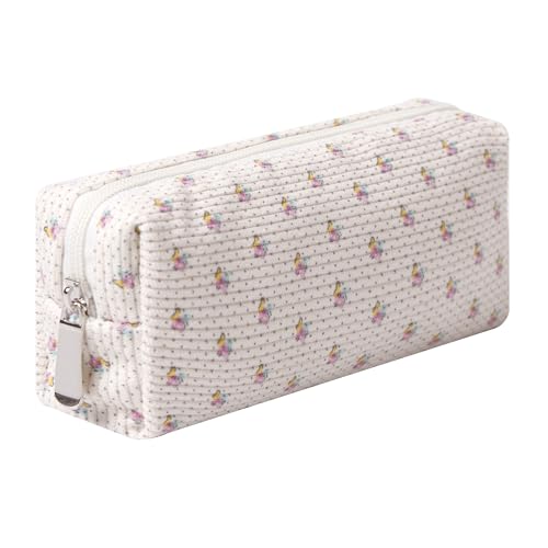 Image of Pencil Case Lightweight Aesthetic Pen Case Office College School Storage Bag Pouch Holder Box Organizer Makeup Pouch Cosmetic Bag for Girls Boys Kids (Flowers-Apis)