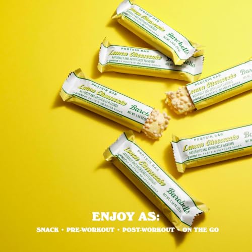 Image of Barebells Protein Bars Lemon Cheesecake - Pack of 12, 20g High Protein Treats - Chocolate Nutrition Bar with 1g Total Sugars - On-The-Go Breakfast or Post-Workout Snack (Pack of 2)