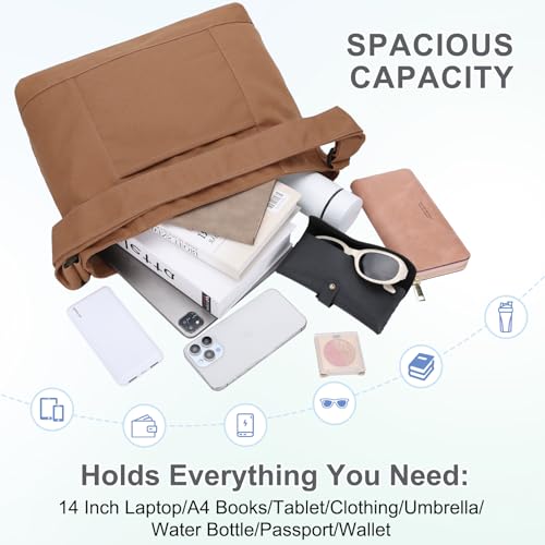 Image of VASCHY Canvas Messenger Tote Bag, Lightweight Casual Crossbody Slouchy Shoulder Hobo Side Bag for Men and Women