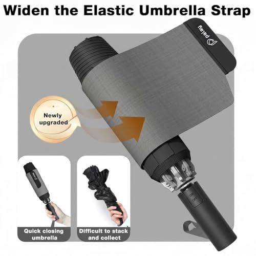 Image of PALAY Umbrella for Rain Auto Open Windproof Waterproof Umbrellas One-Button Open Folding Travel Umbrella with Aluminum Alloy Shaft, Fiberglass Ribs &Wide Strap