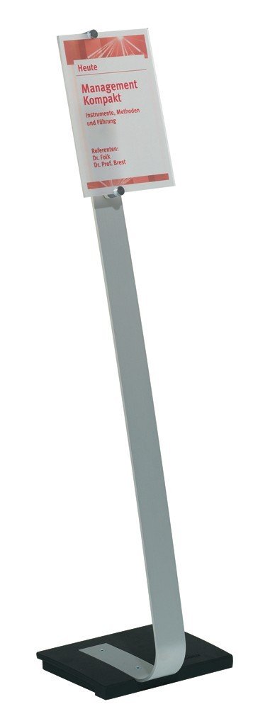 Durable Präsentationsständer Crystal Sign Stand A4, für Hoch- und Querformat, 481823 | Bodenständer aus Aluminium und Acryl, höhenverstellbar, drehbar für Hochformat und Querformat