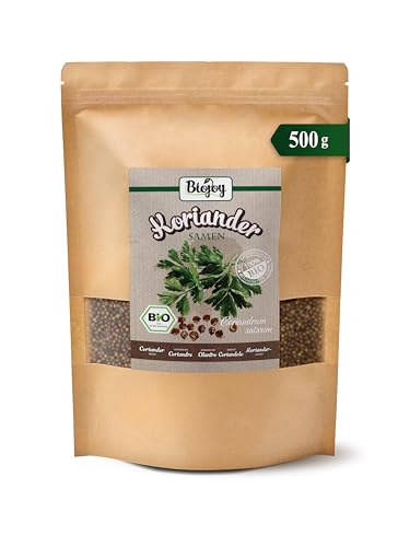 Biojoy Semillas de Cilantro orgánico (500 g), naturales, enteras, sin aditivos, Coriandrum sativum