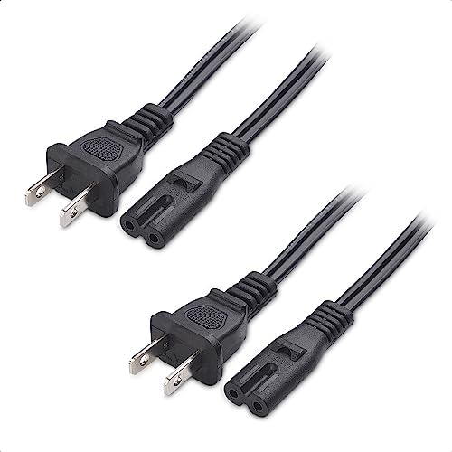 Cable Matters 2 Pack 2 Prong TV Power Cord 6 ft, AC Power Cord Compatible with Samsung LG Sony Insignia TCL Sharp Toshiba Hisense TV PS4 PS5, Non Polarized (NEMA 1-15P to IEC C7) - 6 Feet