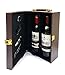Produktbild Elegante Weinkiste für 2 Flaschen mit Werkzeugen  Ledergebunden mit Tragegriff  Korkschraube, Ausgießer, Folienschneider, Servietten/Tropfring {Wein nicht im Lieferumfang enthalten}