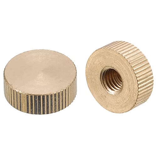 sourcing map Knurled Thumb Nuts, 4pcs M8 x D20mm x H7mm Brass Knurled Nut Flat Head Blind Hole Lock Adjusting Nuts for 3D Printer Parts