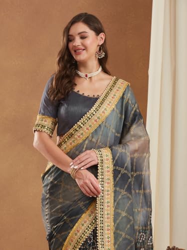 Image of Women's Banarasi Silk With Jacquard Print Saree With Blouse
