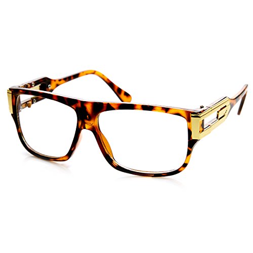 zeroUV Classic Retro Double Hinged Clear Lens Aviator Glasses