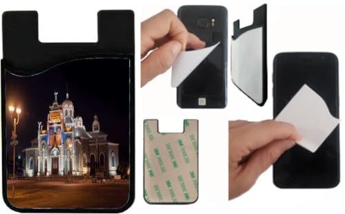 Island Gifting Neoprene Stick-on ID Card Holder for iPhone/Galaxy/Google Android Cases Featuring Image of Cathederal Basilica de neustra Senora in Costa Rica