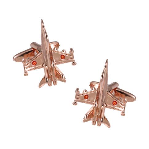 Gemelolandia | Gemelos Para Camisa del Avión McDonnell Douglas F/A-18 Hornet Escarapela España Oro Rosa Gemelos Originales Para Camisas | Para Hombres y Niños