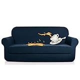 AUJOY Stretch 2-Piece Sofa Covers Water-Repellent Dog Cat Pet Proof Couch Slipcovers Protectors (Sofa, Navy Blue)