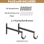 AddGrace Heavy Duty Closet Rod and Shelf Brackets 8 Inch Wall Mounted Closet Rod Bracket with Pole Holder Shelving Support with Screws for Laundry (2 Pack) - Image 3