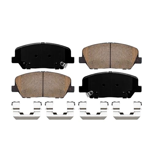 Image of Detroit Axle - Brake Pads for 10-16 Hyundai Genesis Coupe, Front and Rear | Ceramic Brake Pads w /Hardware 2010 2011 2012 2013 2014 2015 2016 Replacement